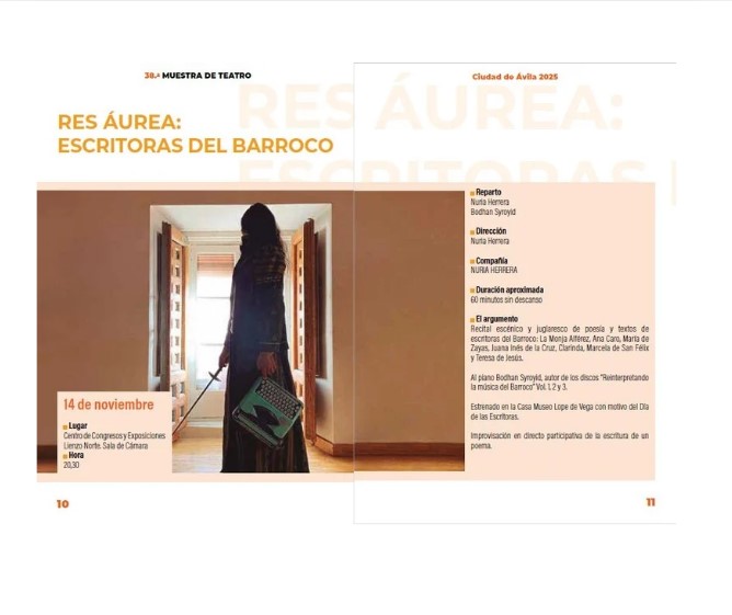 38ª Muestra de Teatro. Res Áurea: Escritoras del Barroco Ávila Turismo 38ª Muestra de Teatro. Res Áurea: Escritoras del Barroco Ávila Turismo