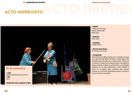 38ª Muestra de Teatro. Acto imprevisto Ávila Turismo 38ª Muestra de Teatro. Acto imprevisto Ávila Turismo