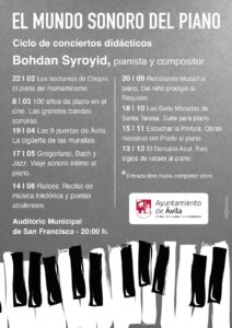 Ciclo el Mundo Sonoro del Piano Ávila Turismo