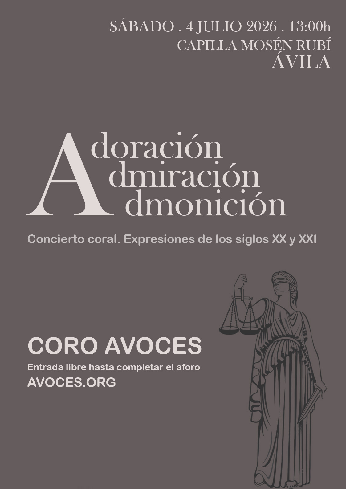 Concierto Coro Avoces: Adoración Admiración y Admonición Ávila Turismo