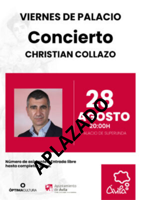 Viernes de Palacio: Concierto Christian Collazo Ávila Turismo Viernes de Palacio: Concierto Christian Collazo Ávila Turismo